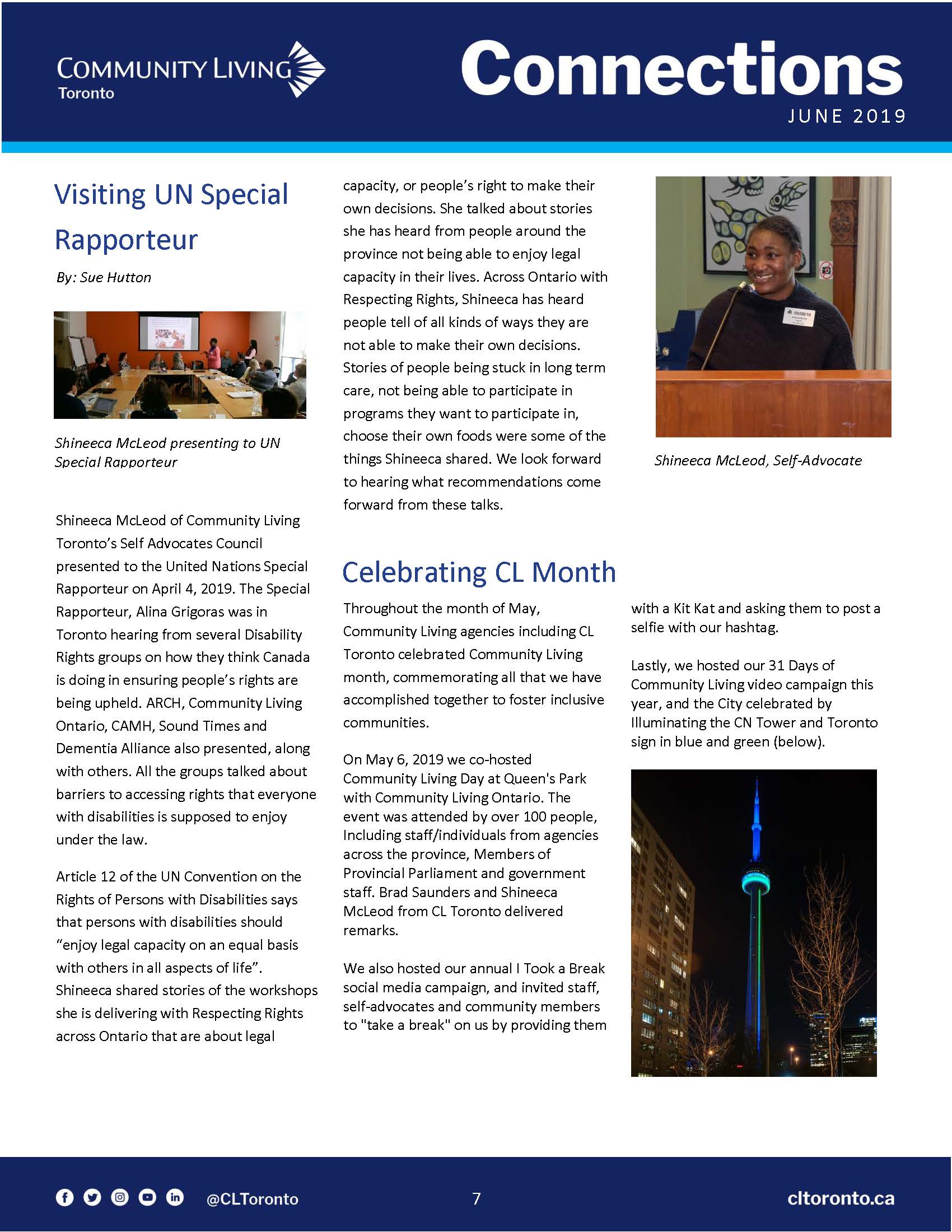 Connections Membership Newsletter June 2019 Community Living Toronto